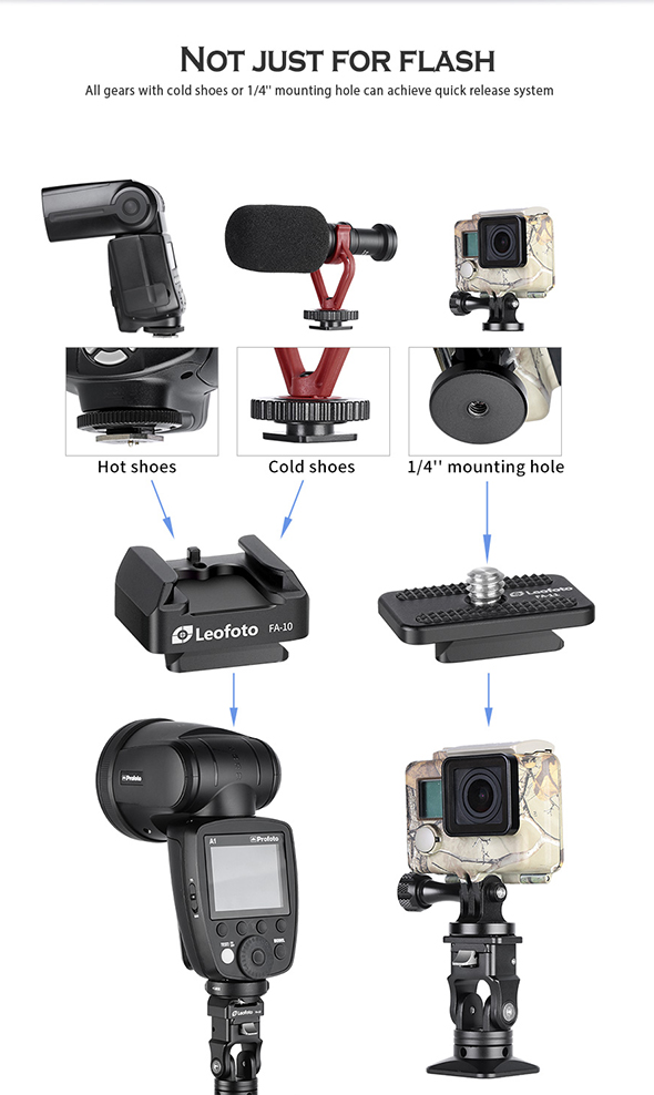 Leofoto FA14 + FA10 Quick Release Flash Tripod Adapter Kit LCE