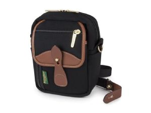 Billingham Compact Stowaway Black Canvas / Tan Leather (Olive Lining)