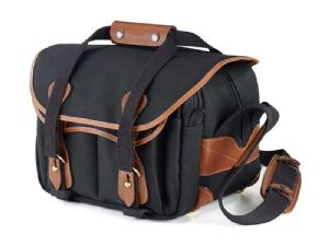 Billingham 225 Camera Bag Black Canvas / Tan Leather (Olive Lining)
