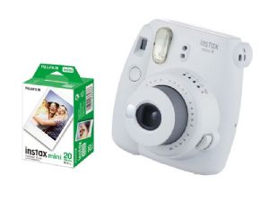 Fujifilm Instax Mini 9 Smokey White Camera with Batteries and Battery  Charger, Instant Film Cameras