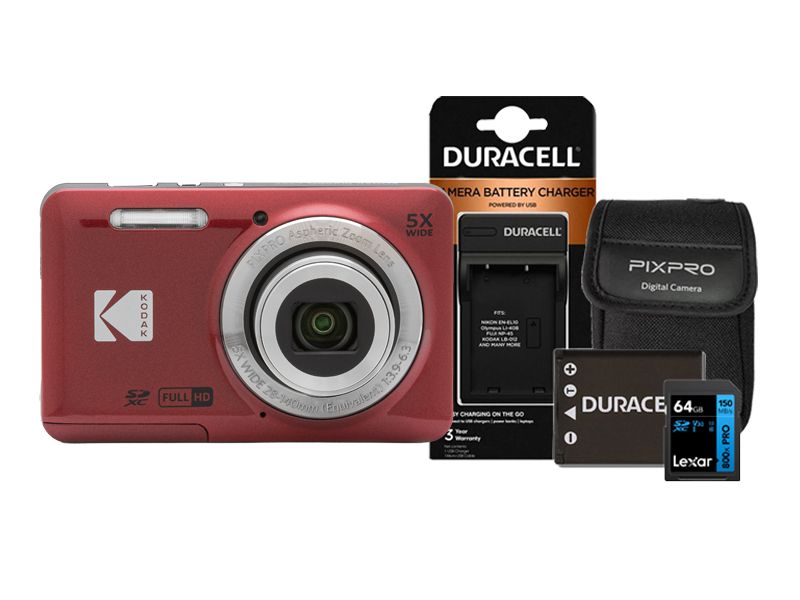 Kodak PIXPRO FZ55 | Digital Camera - Red - All In One Bundle