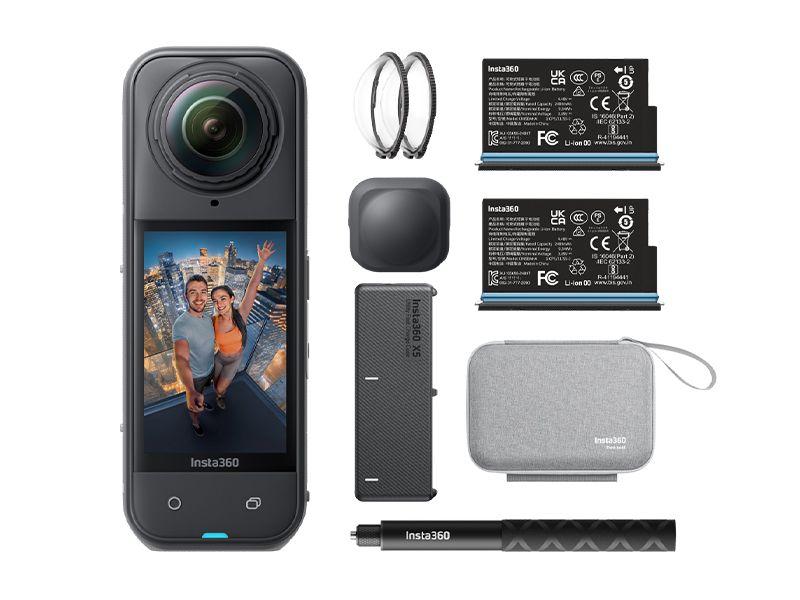 Insta360 X5 Essentials Bundle - 8K 360° Camera + 2 Extra Batteries (4 batteries in total)