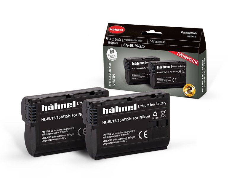 Hahnel HL-EL15 A/B/C Battery TWIN Pack for Nikon cameras