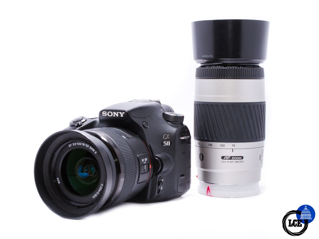 Sony A58 + DT 18-55mm II + Minolta 75-300mm f4.5-5.6