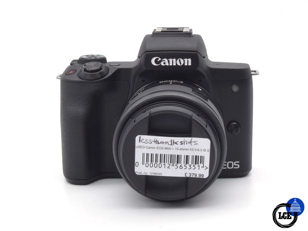 Canon EOS M50 + 15-45mm f/3.5-6.3 IS STM (less than 1000 shutter actuations)