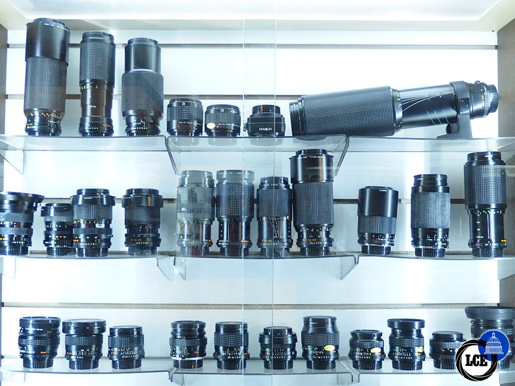 Minolta MD lens collection 50 different lenses