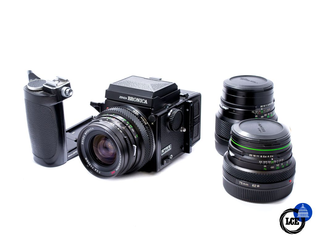 Bronica ETSR with Waist finder + 50mm + 75mm + 150mm + Speed Grip