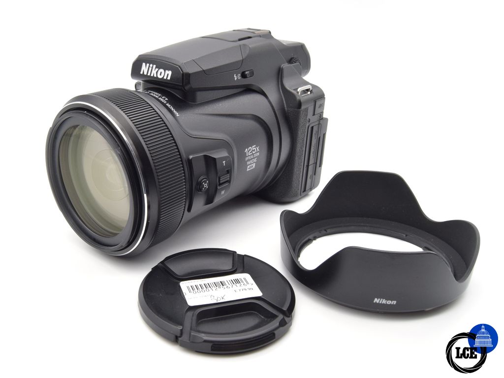 Nikon Coolpix P1000 (Includes Box, Charger, Nikon Strap, Third Party DSTE Branded EN-EL20 7.4 V 1900mAh 14.1 Wh Battery, Nikon HB-CP1 Hood, Nikon LC-77 77mm Lens Cap)