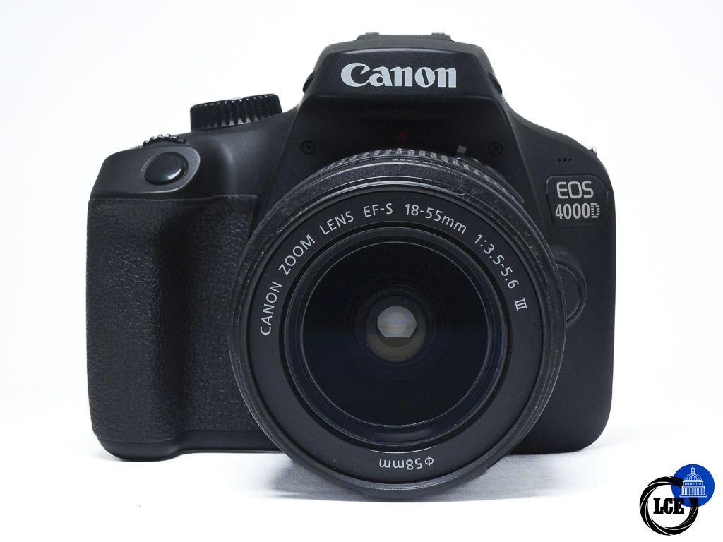 Canon 4000D + 18-55mm f/3.5-5.6 III *NO BATTERY* Canon 4000D + 18-55mm f/3.5-5.6 III *NO BATTERY*