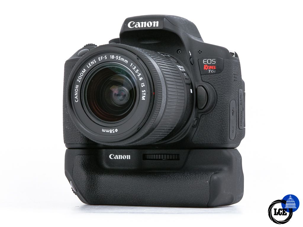 Canon EOS Rebel T6i + 18-55mm IS STM + BG-E18 **1k Shutter Count**