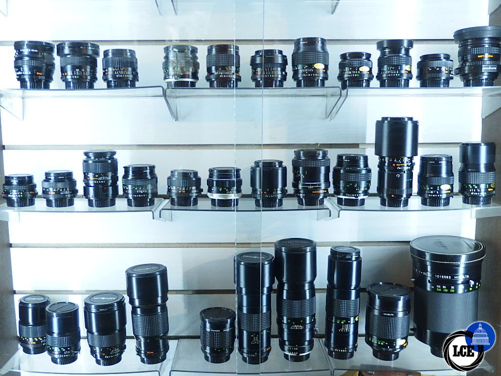 Minolta MD lens collection 50 different lenses