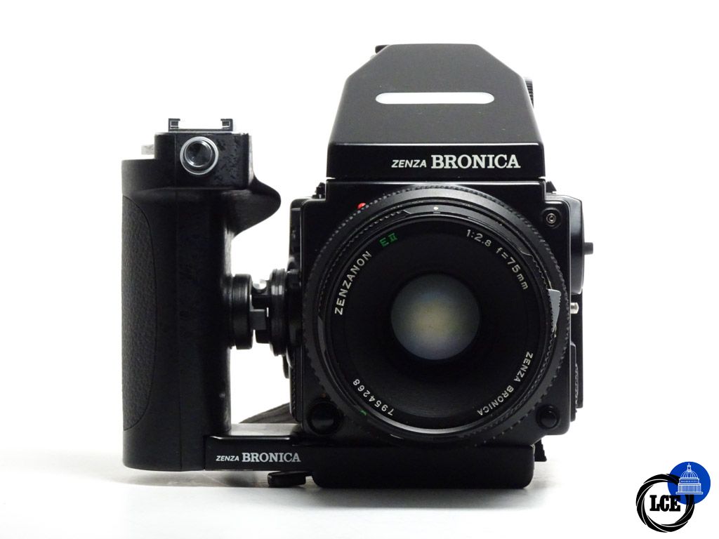 Bronica ETRSI + 75mm f/2.8 E II + 120 Back + AE-III Finder + WLF + Speed Grip