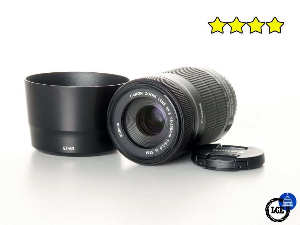 Canon EF-S 55-250mm f4-5.6 IS STM (BOXED) with Hood