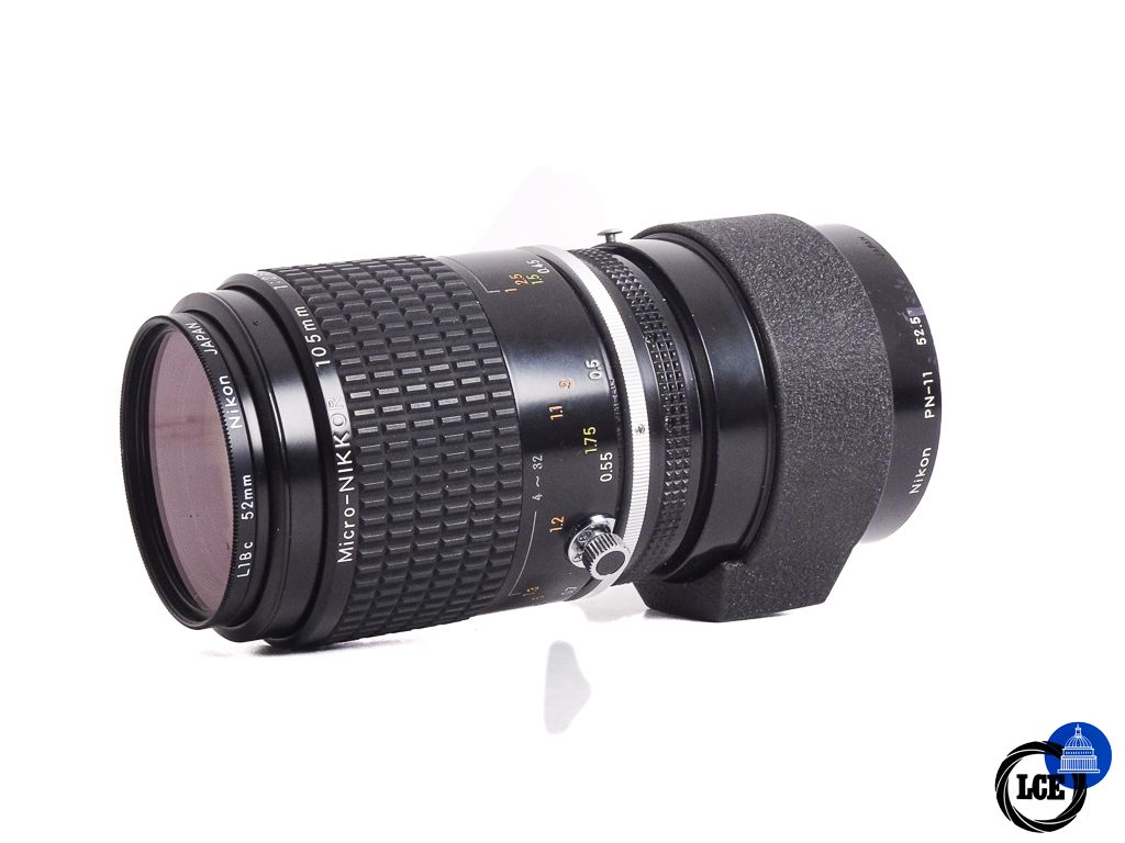 Nikon 105mm f/2.8 macro AIS with PN-11 tube and HS-14 hood