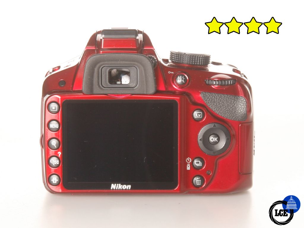 Nikon D3200 RED +18-55mm G II VR AF-S (BOXED) Low Shutter Count 1,490