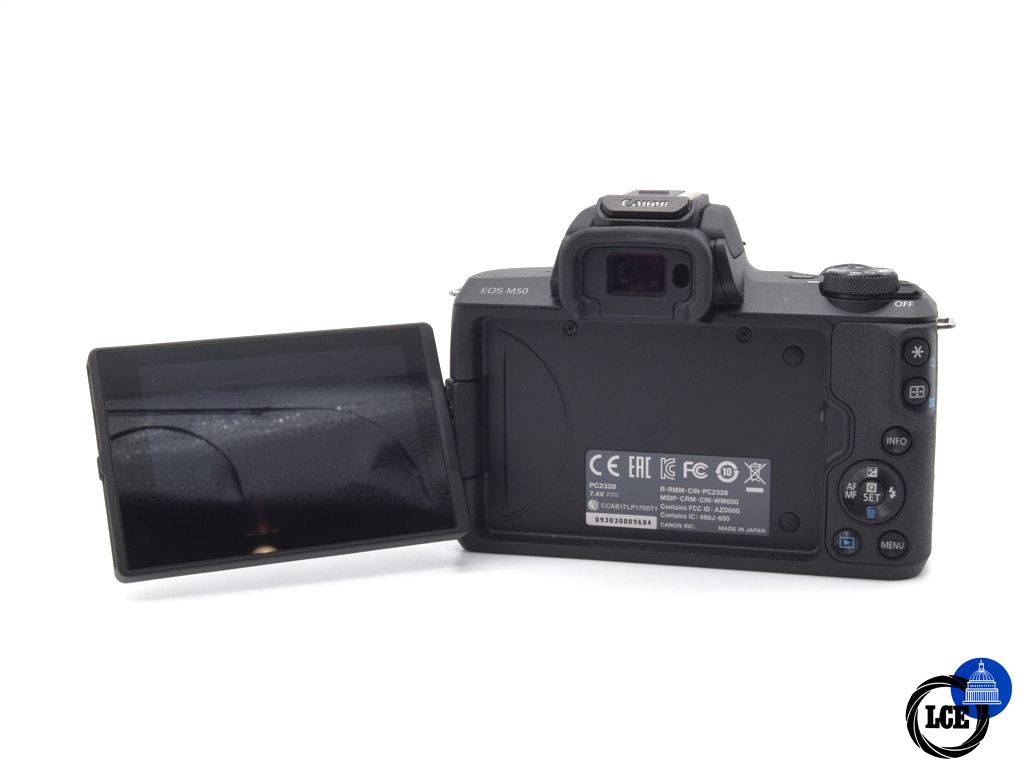 Canon EOS M50 + 15-45mm f/3.5-6.3 IS STM (less than 1000 shutter actuations)