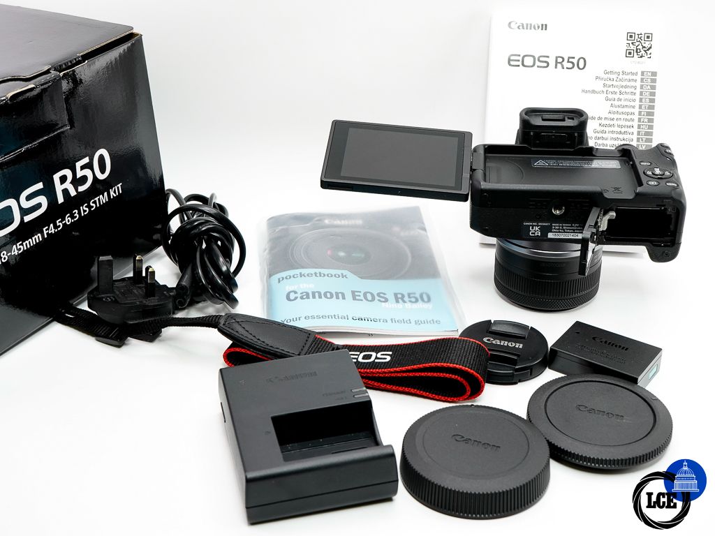 Canon EOS R50 + RF-S 18-45mm F4.5-6.3 IS STM * BOXED / SHUTTER COUNT <1K / 1% *